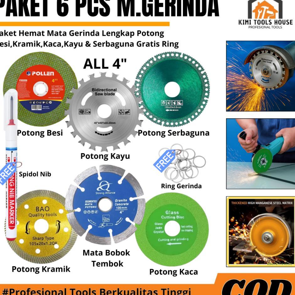 Paket 6Pcs Mata Gerinda Gratis Spidol Dan Ring Gerinda Mata Gerinda Pemotongan Serbaguna /Potong Kay