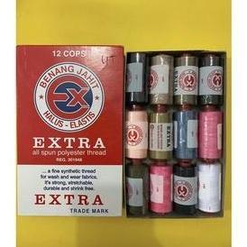 12Pcs Benang Warna Benang Jahit Isi 12 Pcs Benang Jahit Pakaian Halus Elastis Benang Jahit Extra War