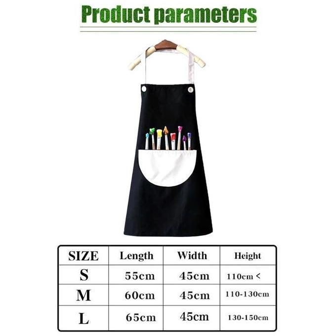 LEGOLANT Apron Celemek Anak Melukis Hitam Apron Memasak Waterproof Anti Air Anti Minyak