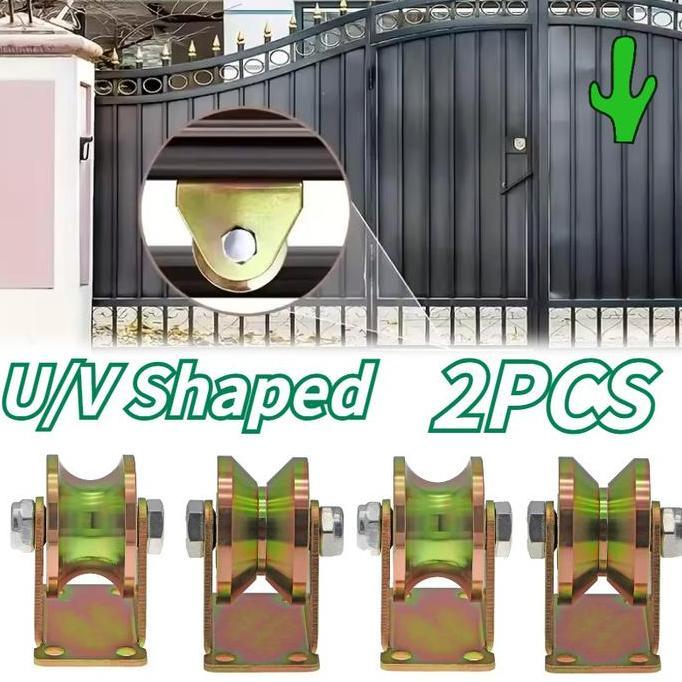 Munasabela - 2Buah Model U & V Roda Gerbang Pagar Roda Pagar Model U & V Roda Pintu Pagar Besi Roda 