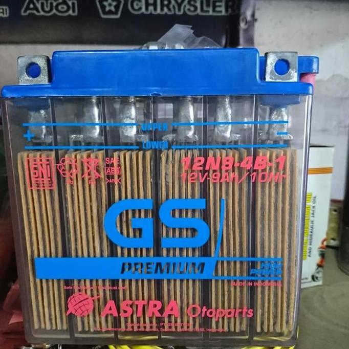 AKI BASAH MOTOR SUZUKI THUNDER BAJAJ PULSAR GS PREMIUM 12N9 12V 9AH ASLI