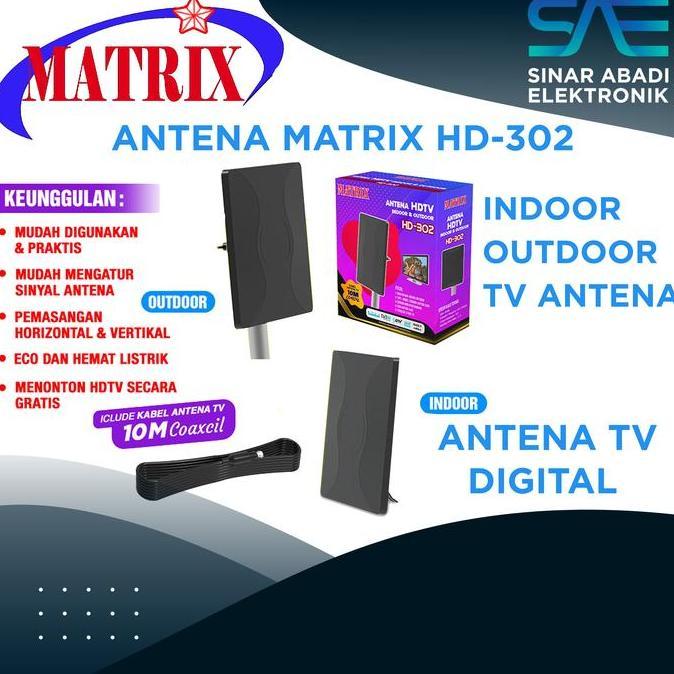 ANTENA TV DIGITAL MATRIX +BOOSTER HD302 / HD 302 / HD-302 (FREE KABEL)