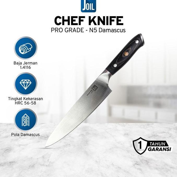 Joil Pisau Dapur Chef Knife Damascus Premium Stainless Steel Baja - N5-Damascus