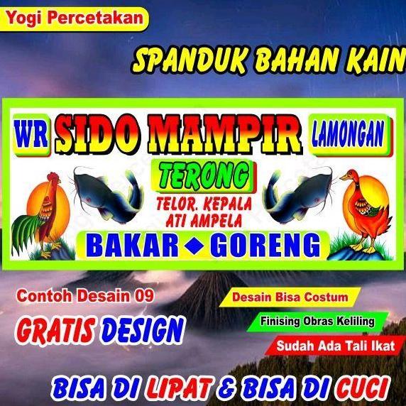 Spanduk Bahan Kain LEBAR BAHAN 2 METER, Pecel Lele Pecel ayam, Nasi Goreng, Bubur Ayam, Sate Ayam, D