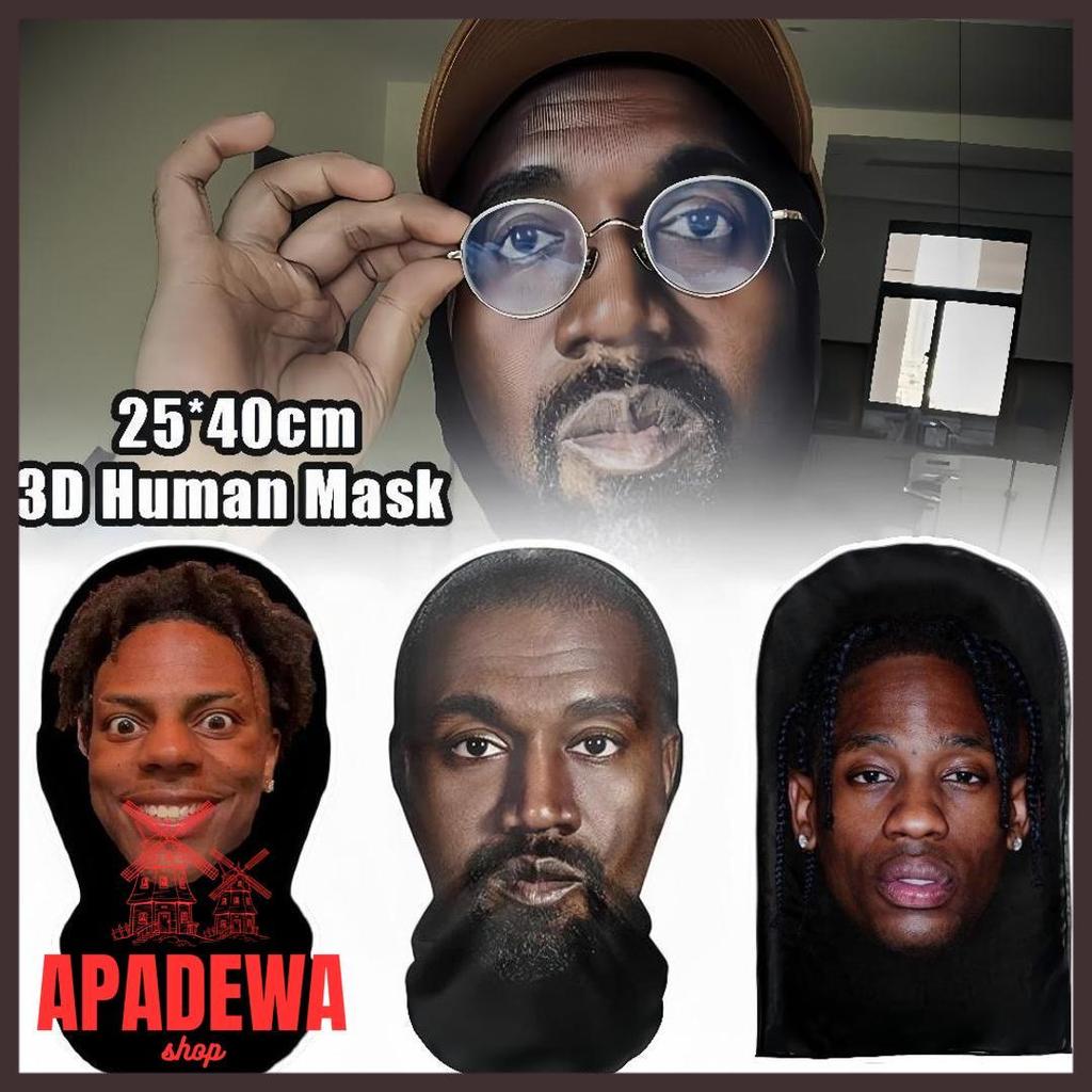 Sale Mainan Motor Topeng 3D Printing/Topeng Wajah Travis Scott Kanye Ishowspeed Bahlil Lahadalia Rea