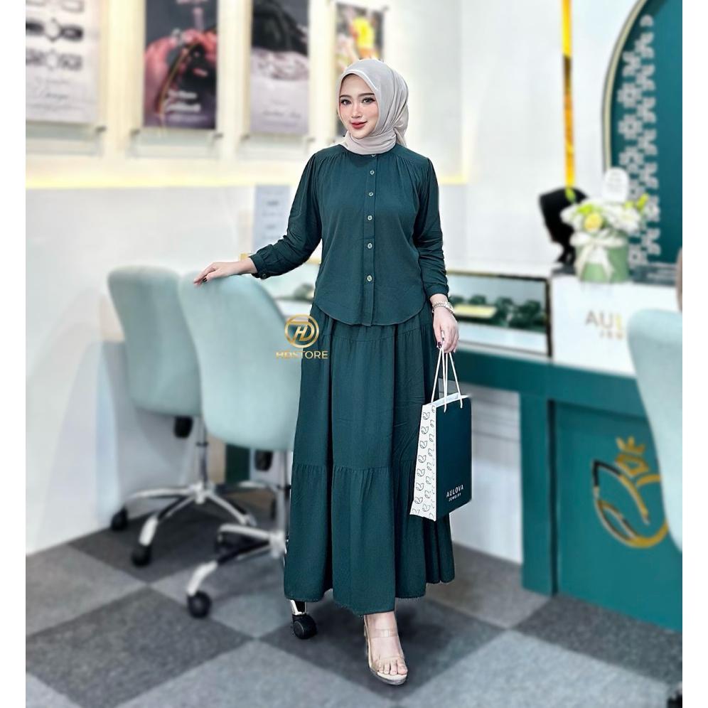 PAKET HEMAT Oneset Rok Rayon Polos - Claudia Set Rok 2in1 Bahan Rayon Twill Setelan Wanita Jumbo Set