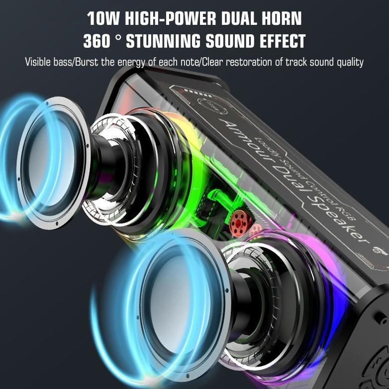 HOT speaker bluetooth subwoofer meriam baja kecil transparan audio portabel nirkabel 13w mecha subwo