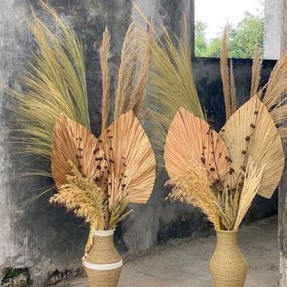 Paket Bunga Kering Sudut Rumah + Guci 40Cm