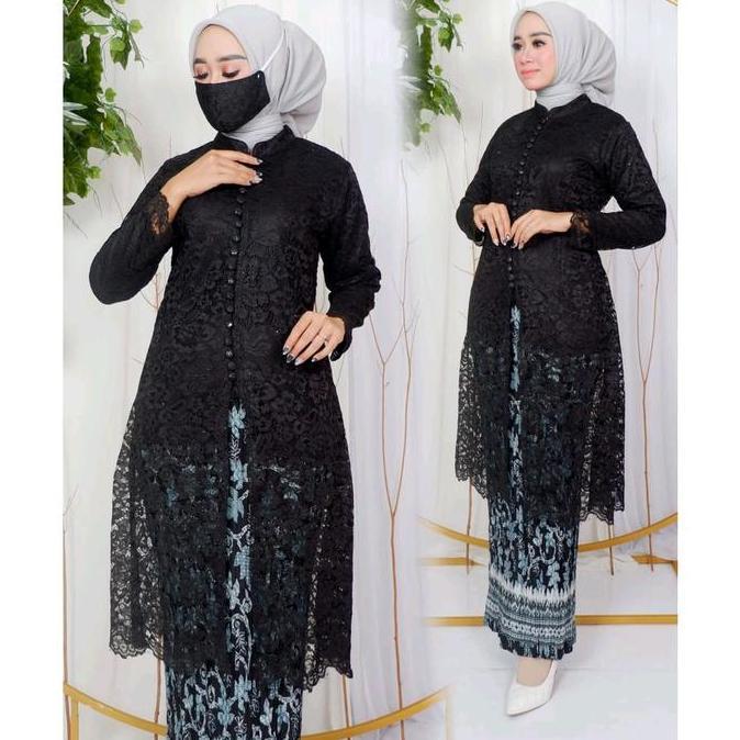 Kebaya Tunik Brokat Atasan Kebaya Modern Kancing Seribu Baju Kondangan Panjang Wanita Dewasa