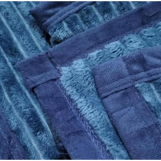 PROMO - Selimut Bulu Tebal Motif Salur Timbul Polos Ukuran 150 180 200