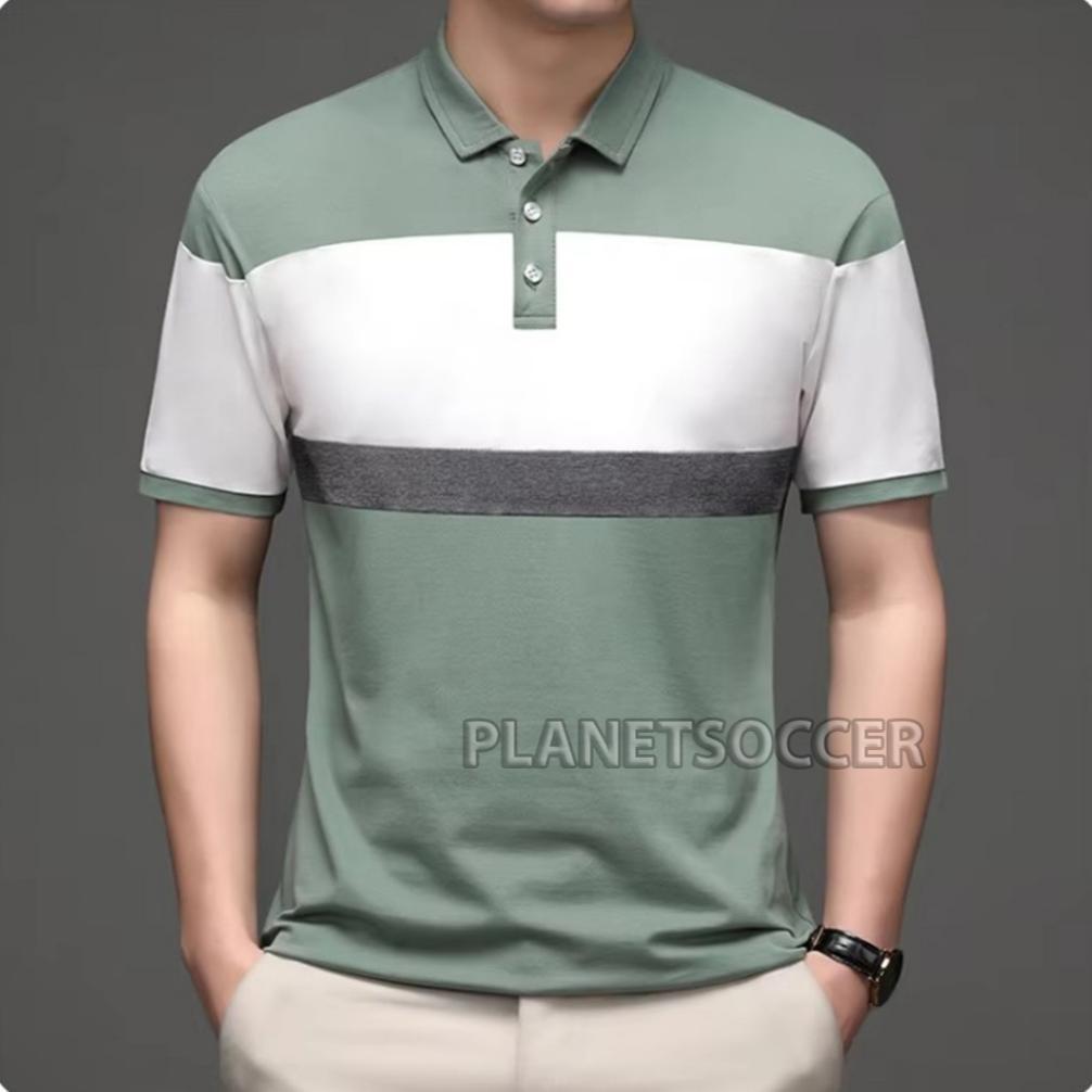 Kaos Pria Terbaru EVOLT Kombinasi Putih Polos Kaos Polo Pria Kerah Shanghai Distro Bandung Original