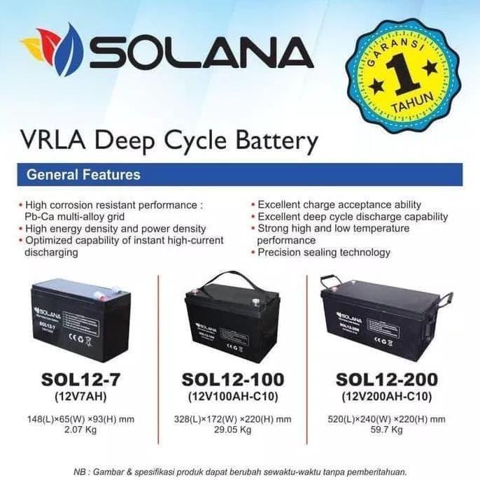 AKI KERING BATERAI VRLA SOLANA 200AH 12V