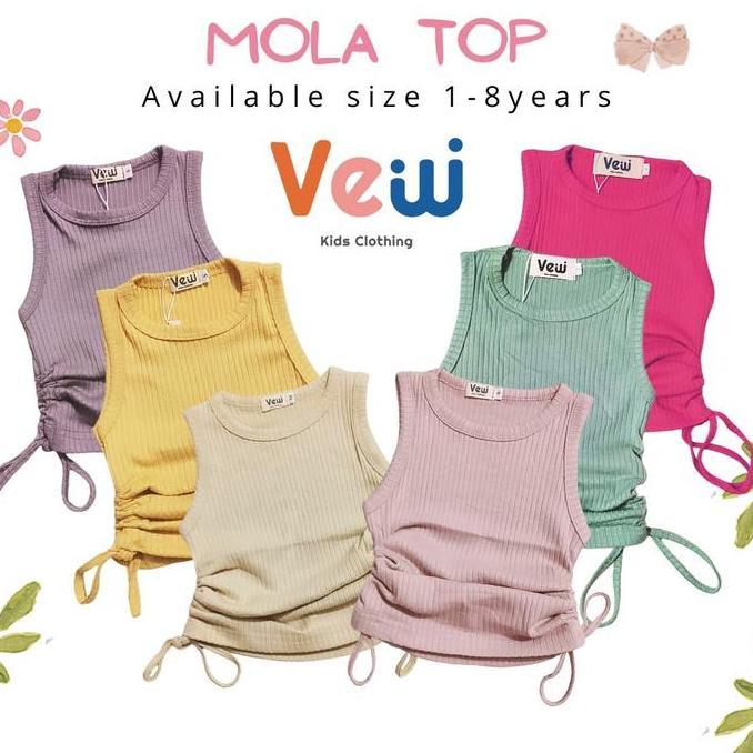 New- Vew - Mola Top - Atasan Serut Anak Perempuan / Tanktop Serut Anak N Fashion / Rib Knit