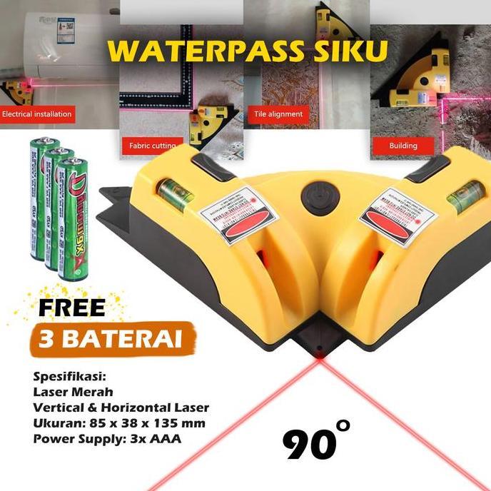 Pilihan- Alat Ukur Sudut Siku Kelurusan Lantai Permukaan 90 Derajat Waterpass Siku - Laser Untuk Pas