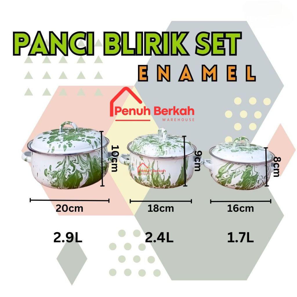 Panci Enamel Set Blirik / Panci Enamel / Panci Enamel Seng Jadul