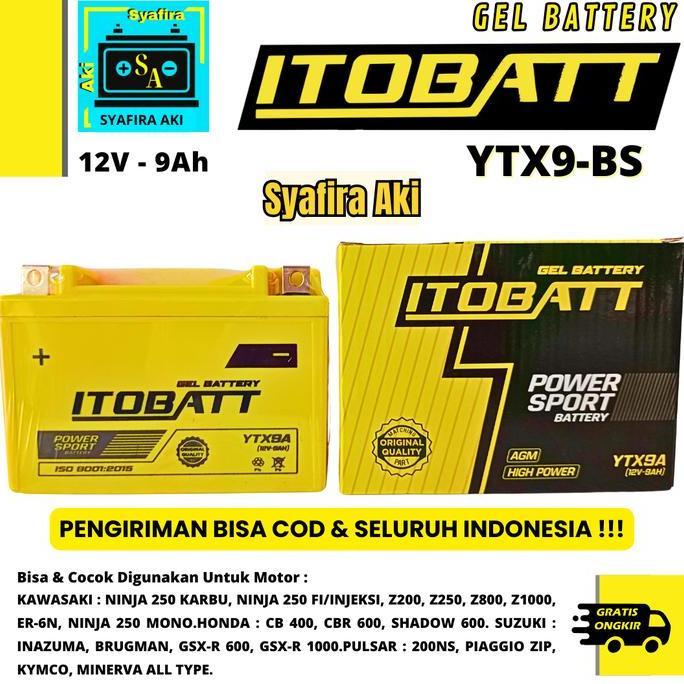 ITOBATT YTX9BS UNTUK NINJA 250CC BARU