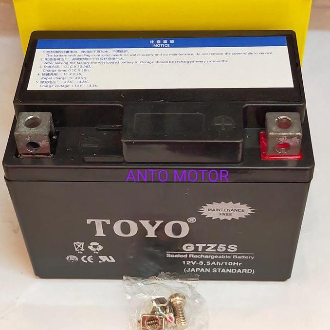 AKI TOYO GTZ5S 12V 3.5AH/10HR BEAT VARIO SCOPY OLD ASLI TOYO HARGA SPESIAL!