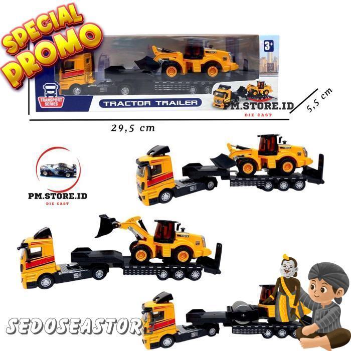 Diecast Transport Series Tractor Trailer Angkut Truck Contruction