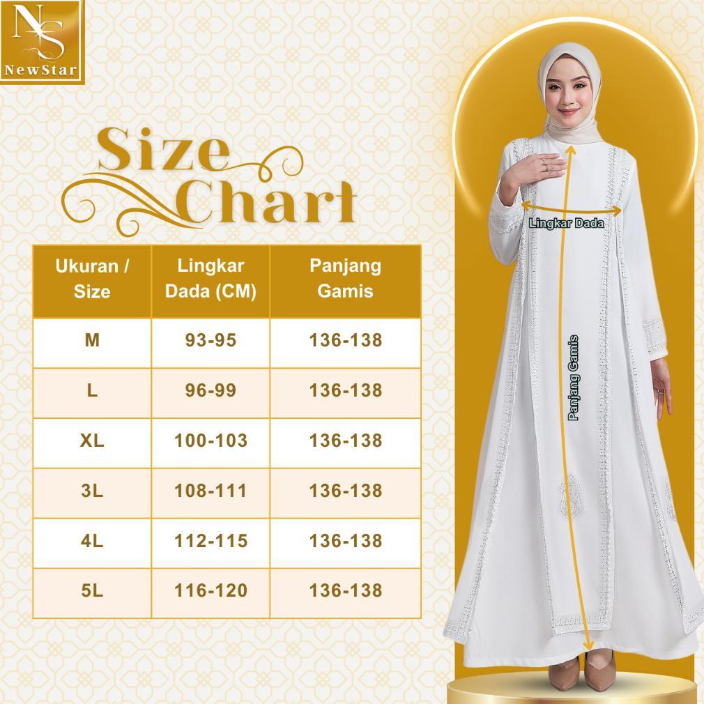TERLARIS NewStar - Gamis Putih Lebaran 2026 Baju Muslim Wanita Madinah Dress Mewah Simple Elegan Aba