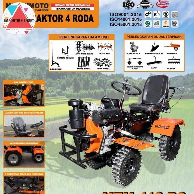 Traktor Mini Bajak Sawah Diesel Roda 4 Matsumoto Elektrik Stater Mtm-412 Pro