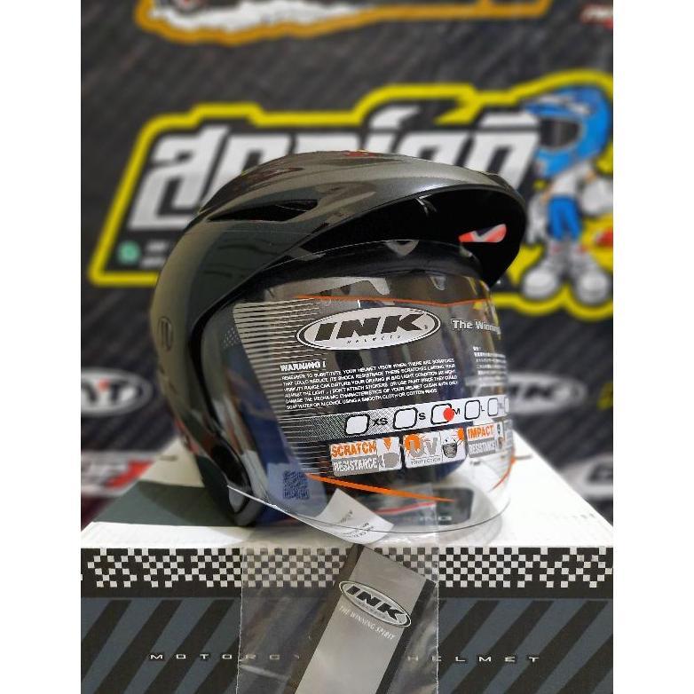 HELM INK CX22 ORIGINAL SOLID BLACK METALIK HELM INK CX 22 POLOS HITAM METALIK HELM INK TOPI MURAH
