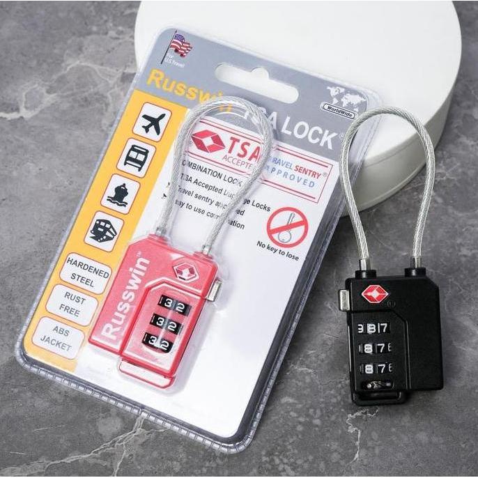 Vacanza- Russwin Tsa Lock 21100 Gembok Koper - Red Antikarat/Gembok Kombinasi/Gembok Travel/Gembok S
