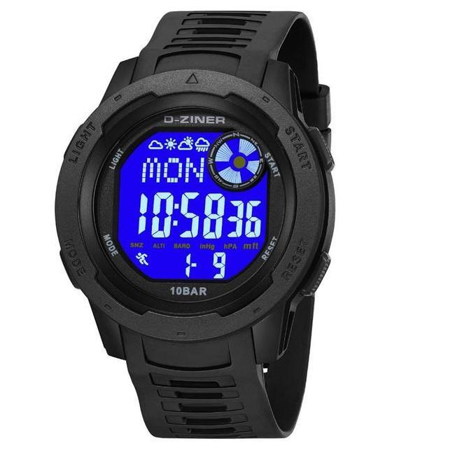 Orologi- Dziner Jam Tangan Pria Dziner 8351 Rubber Double Time Ter Resistant 3 Atm Kaca Stainless