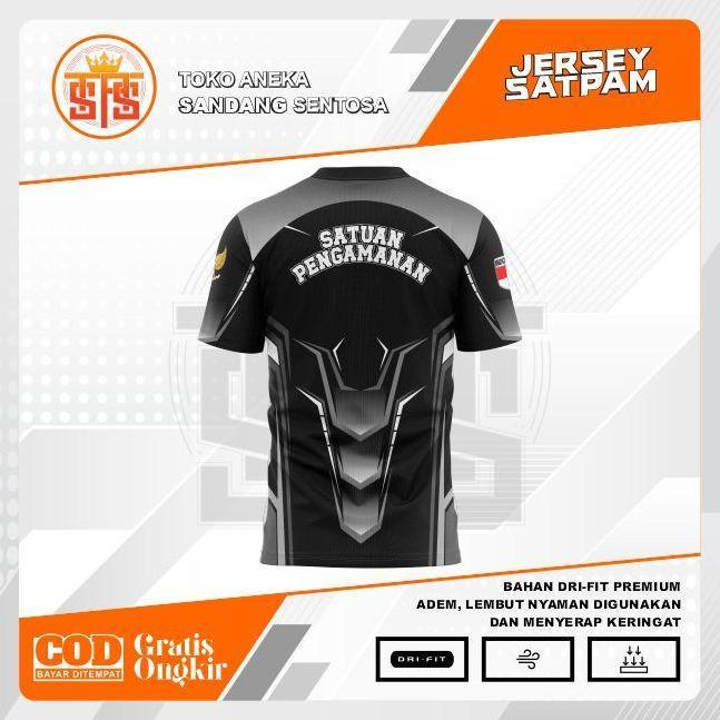 Sport- New- Tass Jersey Oblong Satpam Black Silver Lengan Pendek / Jersey Satpam / Jersey Dry-Fit / 