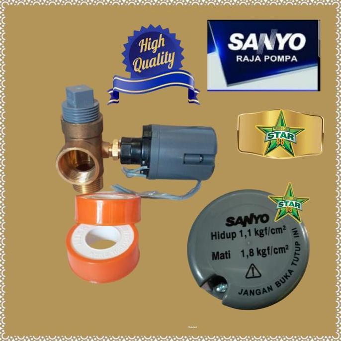 TEE + OTOMATIS SANYO ORI POMPA AIR SEMI WATERPLUS 100 SANJU 250 RESTOCK