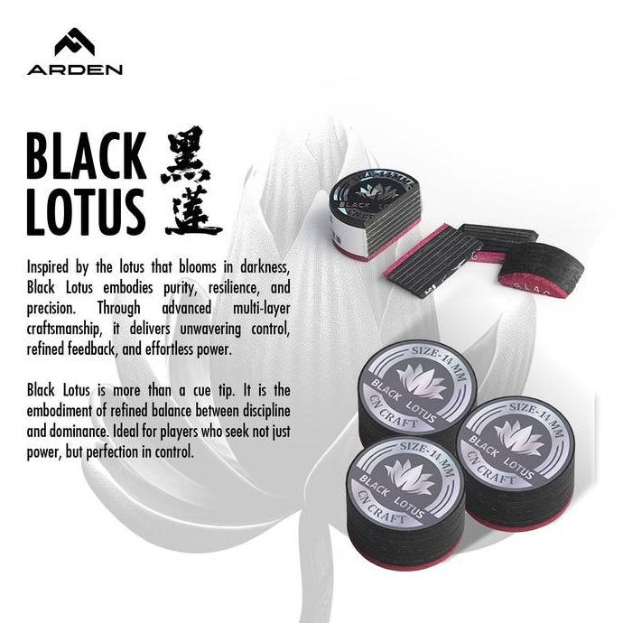 CUE TIP ARDEN BLACK LOTUS - TIP BILIAR 8 LAPIS 14MM | COCOK UNTUK SHAFT MAPLE DISKON