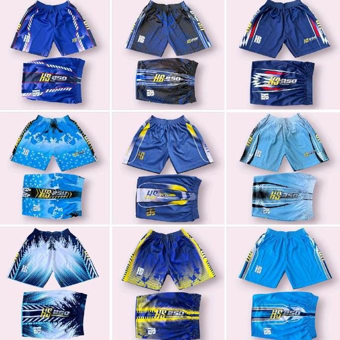 New - Celana Voli Motif Biru Hs Full Printing Cepat Kering Anti Air Berpori Nyaman Uniseks Kolor Ola