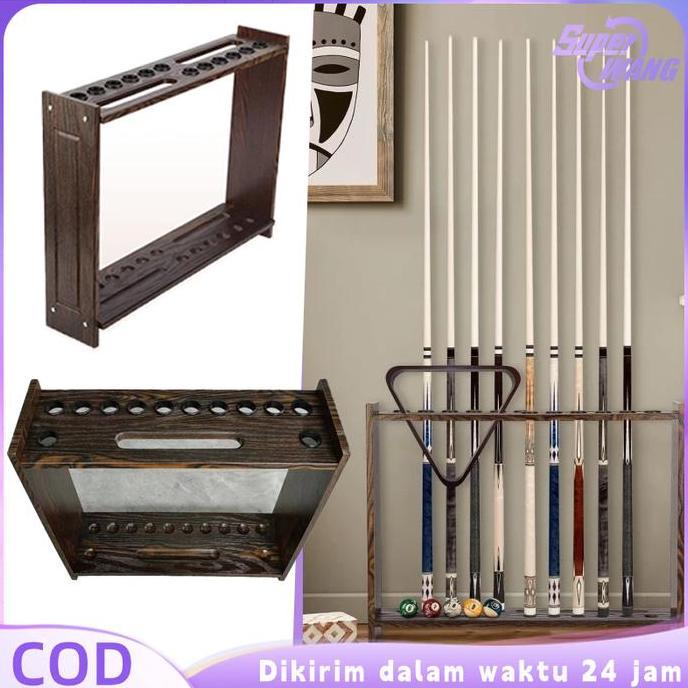 RAK STIK BILLIARD TEMPAT STIK BILLIARD KAYU MULTIFUNGSI RACK BILLIARD RAK PENYIMPANAN BOLA DAN STICK