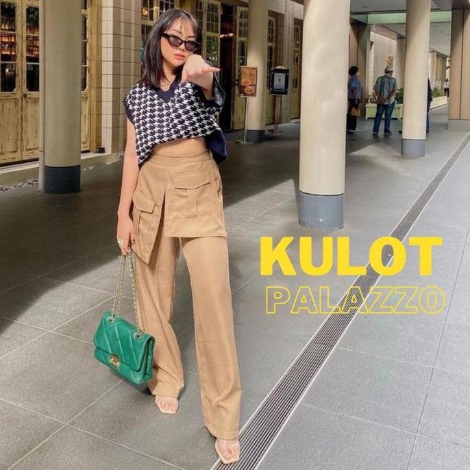 New- Celana Panjang Wanita Kulot Highwaist Palazzo Pants Bess Pocket Premium || Kulot Palazo Pants