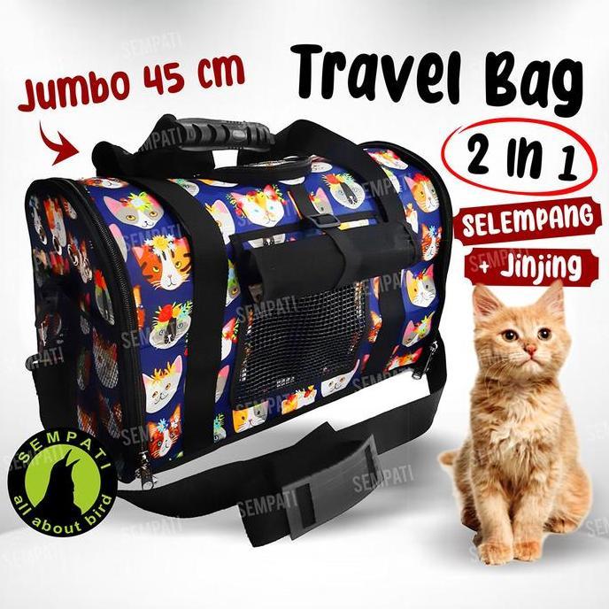 Tas Hewan Pet Cargo Selempang Jinjing Travel Box Cage Bag Bawa Burung Kucing 2 / 3 In 1