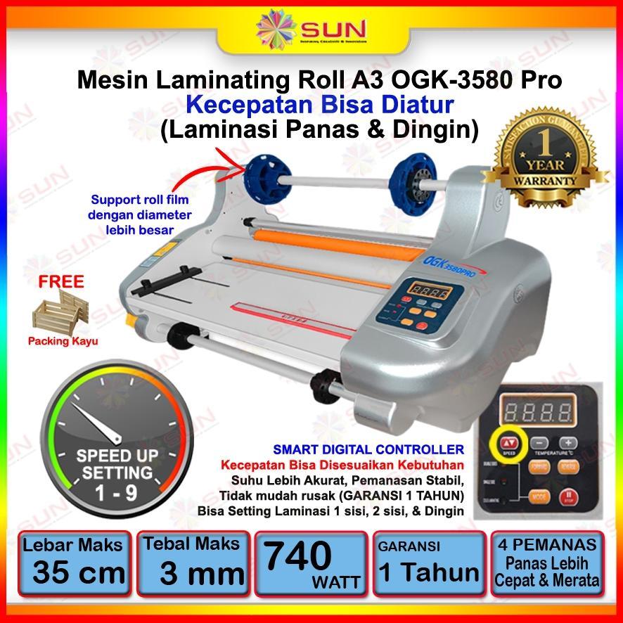 Mesin Laminasi / Laminating Roll A3+ FM3510  / FM/OGK3580 Hot ( Panas )  dan Cold ( Dingin )