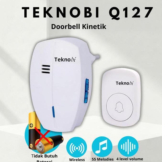 Teknobi Bel Rumah Kinetik Q127 Wireless Tanpa Baterai Multimelody Waterproof 55 Nada Dering 4 Tingka