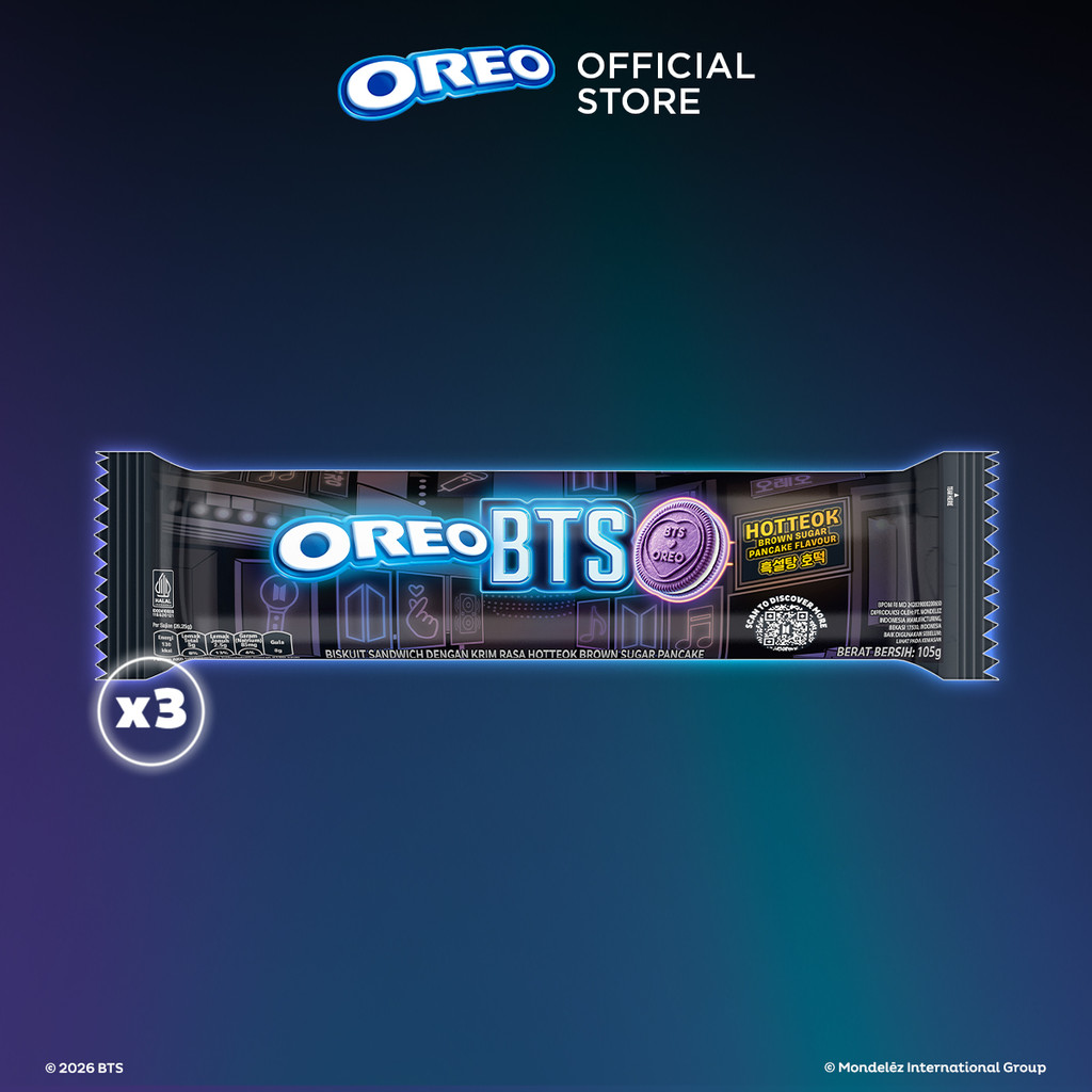 OREO BTS Biskuit Sandwich dengan Krim Rasa Hotteok Brown Sugar Pancake 105g (Paket isi 3)