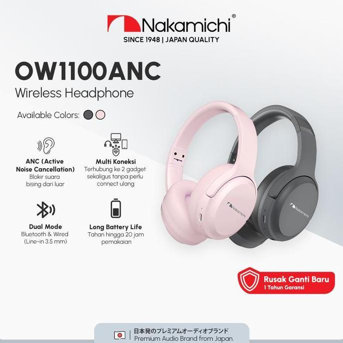 Larisjaminan- Nakamichi Ow1100Anc Active Noise Cancelling Wireless Headphone Headphones Bass