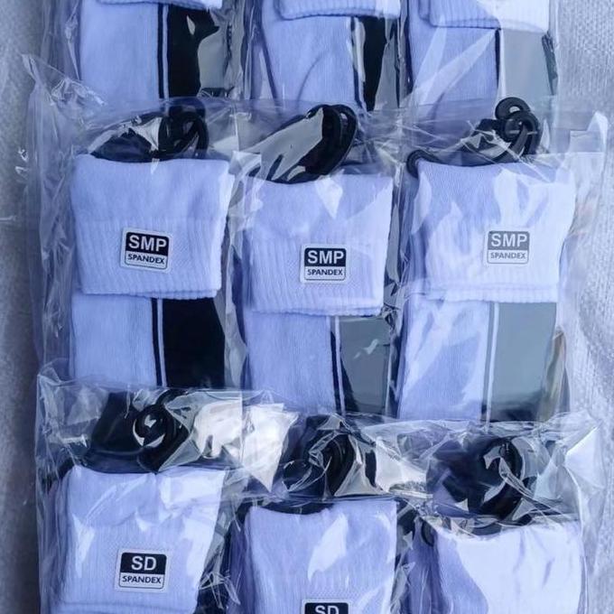 New - 12 Pasang Kaos Kaki Anak Sekolah Pendek Sd/Smp/Sma Hitam-Putih Tebal Computer Pria Wanita