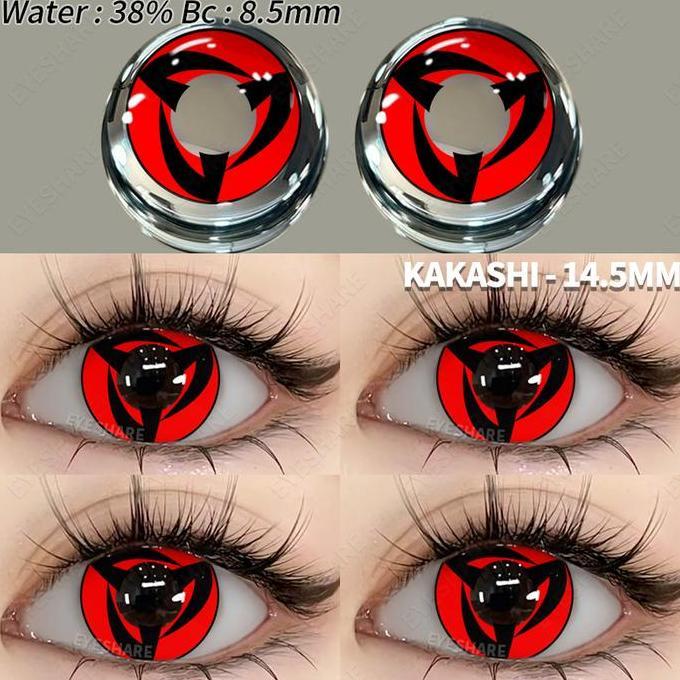 [Cosplay Softlens] Mata Sharingan Naruto Lensa Kontak Merah 14.5mm | Yearly Use | Sasuke & Kakashi L