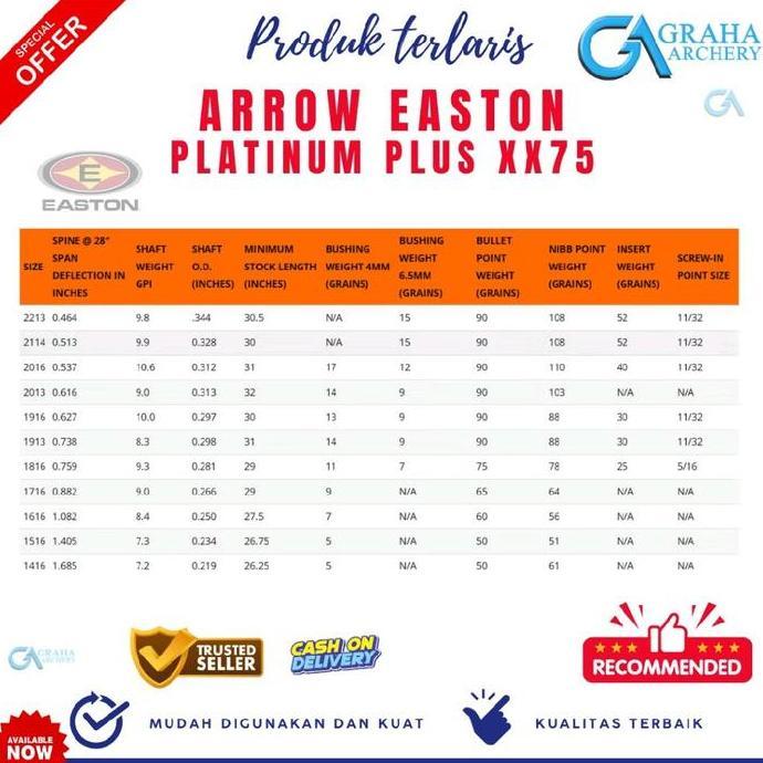 ANAK PANAH / ARROW EASTON PLATINUM SATUAN