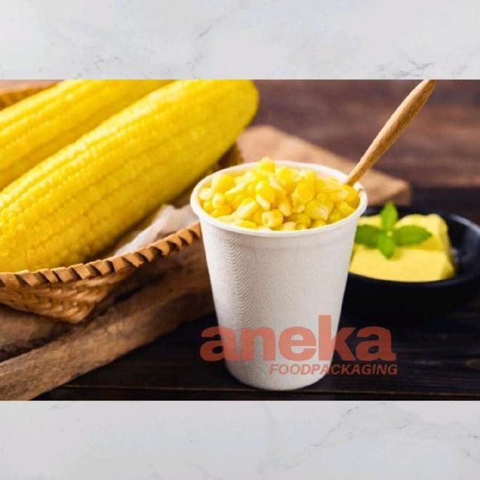 Bora- 50Pc- Gelas Kertas 6.5Oz Paper Cup Jagung Jasuke Polos +Tutup