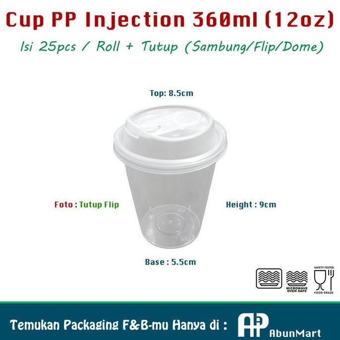 Nyam- Cup Pp Injection 360Ml (12Oz Datar) Isi 25Pcs