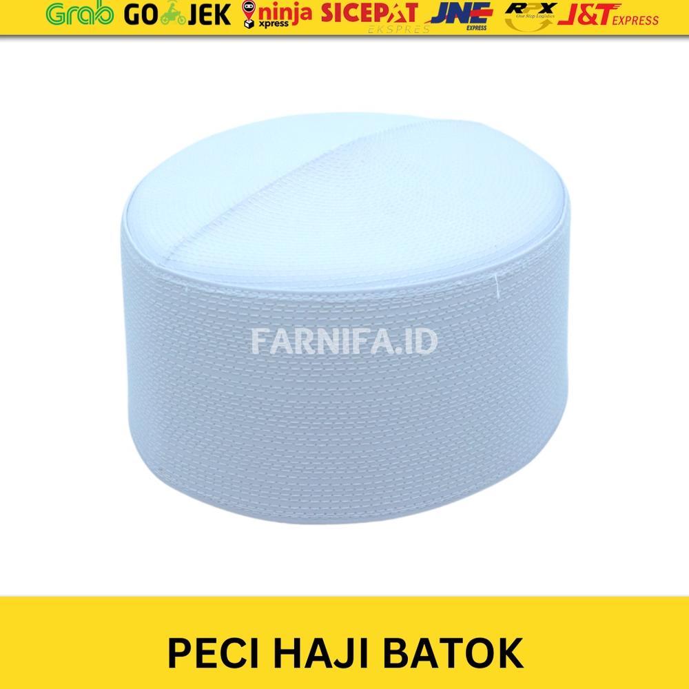 TERMURAH GROSIR (10 PCS) PECI KOPIAH SONGKOK HAJI BATOK PUTIH POLOS UKURAN ANAK HINGGA DEWASA PECI B