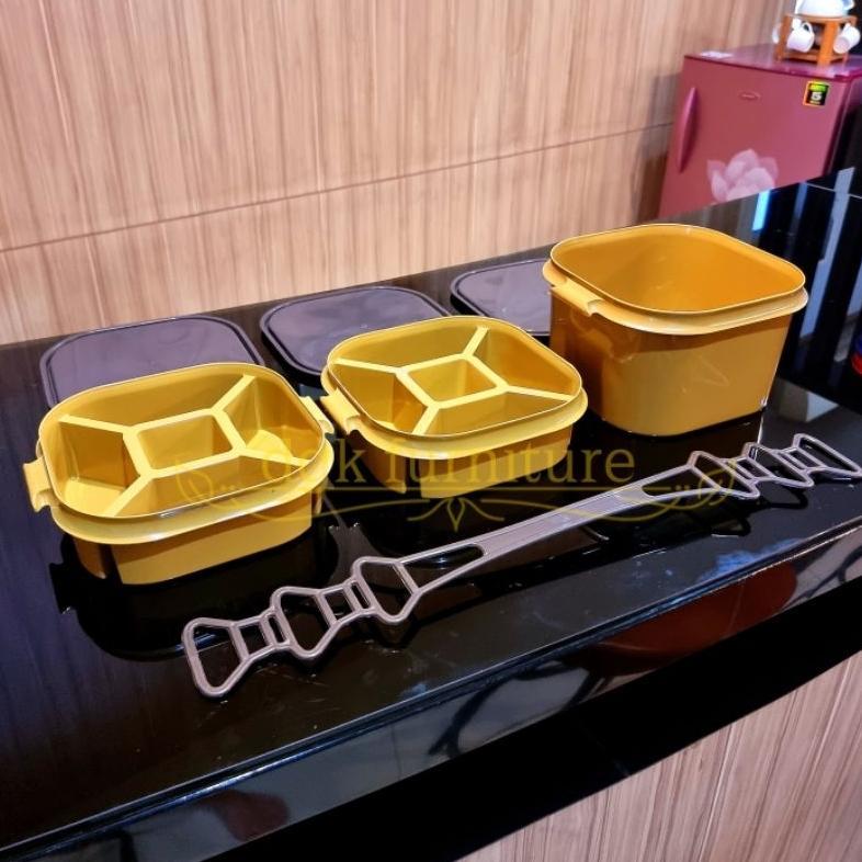 CUCI GUDANG Rantang Segi Persegi Bulat Bekal Tempat Makan Bontot Plastik Susun 3 Tiga Tingkat Susun 