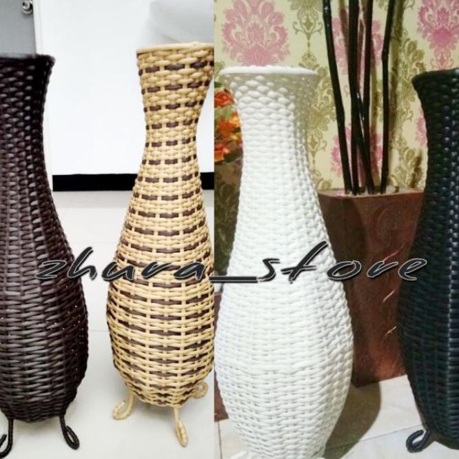 (Terlaris)Pot Bunga Sudut/Vas Guci Rotan Sintetis