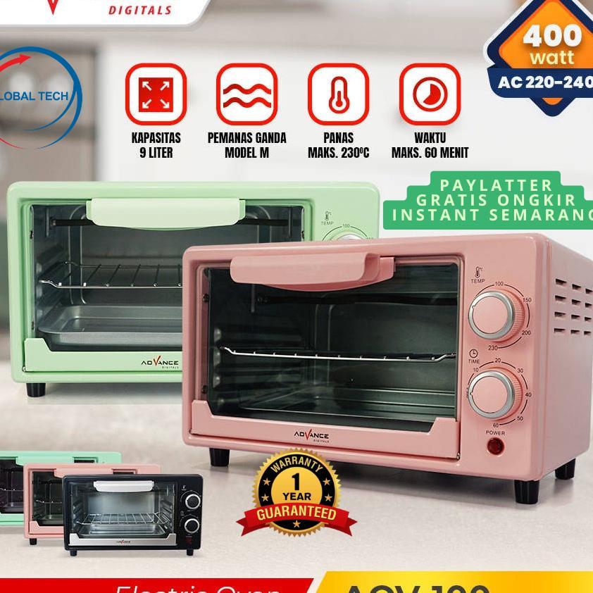 Advance Aov-100 Oven Listrik 9 Liter | Oven Mini Serbaguna Panggang Kue Roti | Hemat Listrik 100% Or