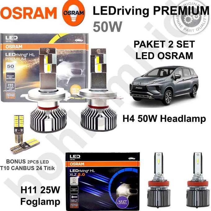 Lampu LED XPANDER Osram Headlamp H4 Premium 80W + Foglamp H11 XLZ 80W Car