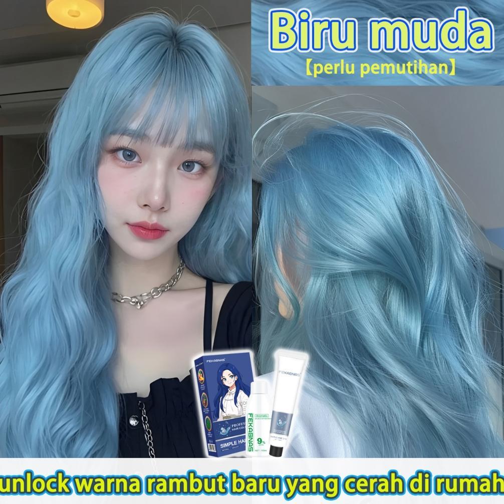 [Cat rambut efisien]FEKAGNAS Cat rambut biru muda 200ML,warna rambut trendy(cat rambut biru,cat warn