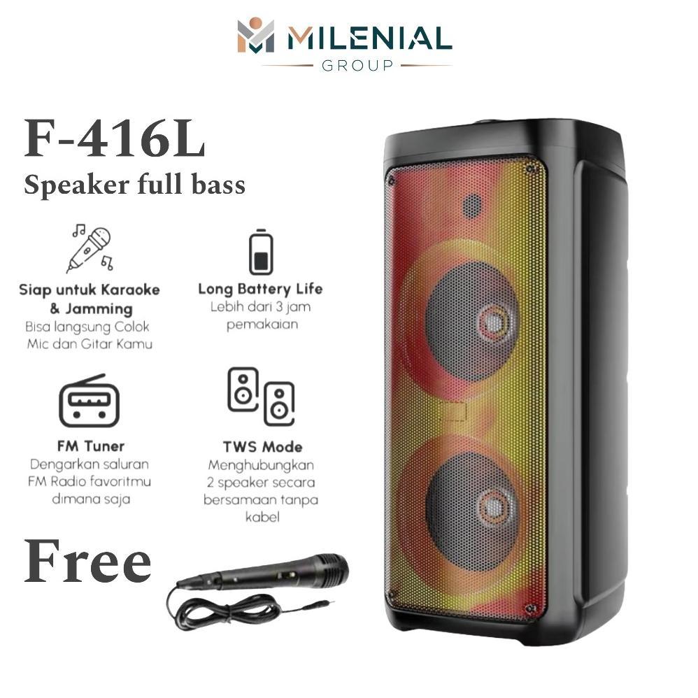 HOT DEALS Speaker Fleco F-416L Super Bass Gratis Mic/Speaker Bluetooth Karaoke Portable Full bass/Sp